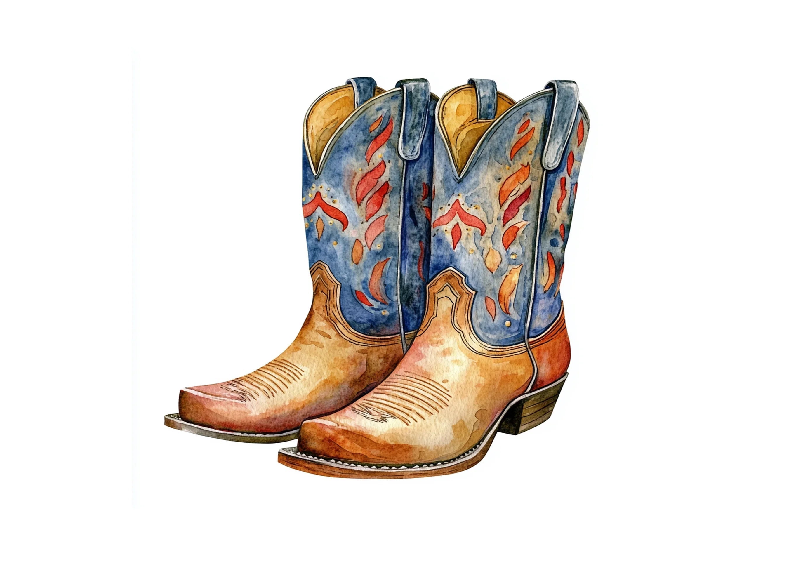 Rustic Cowboy Boots Clipart Bundle