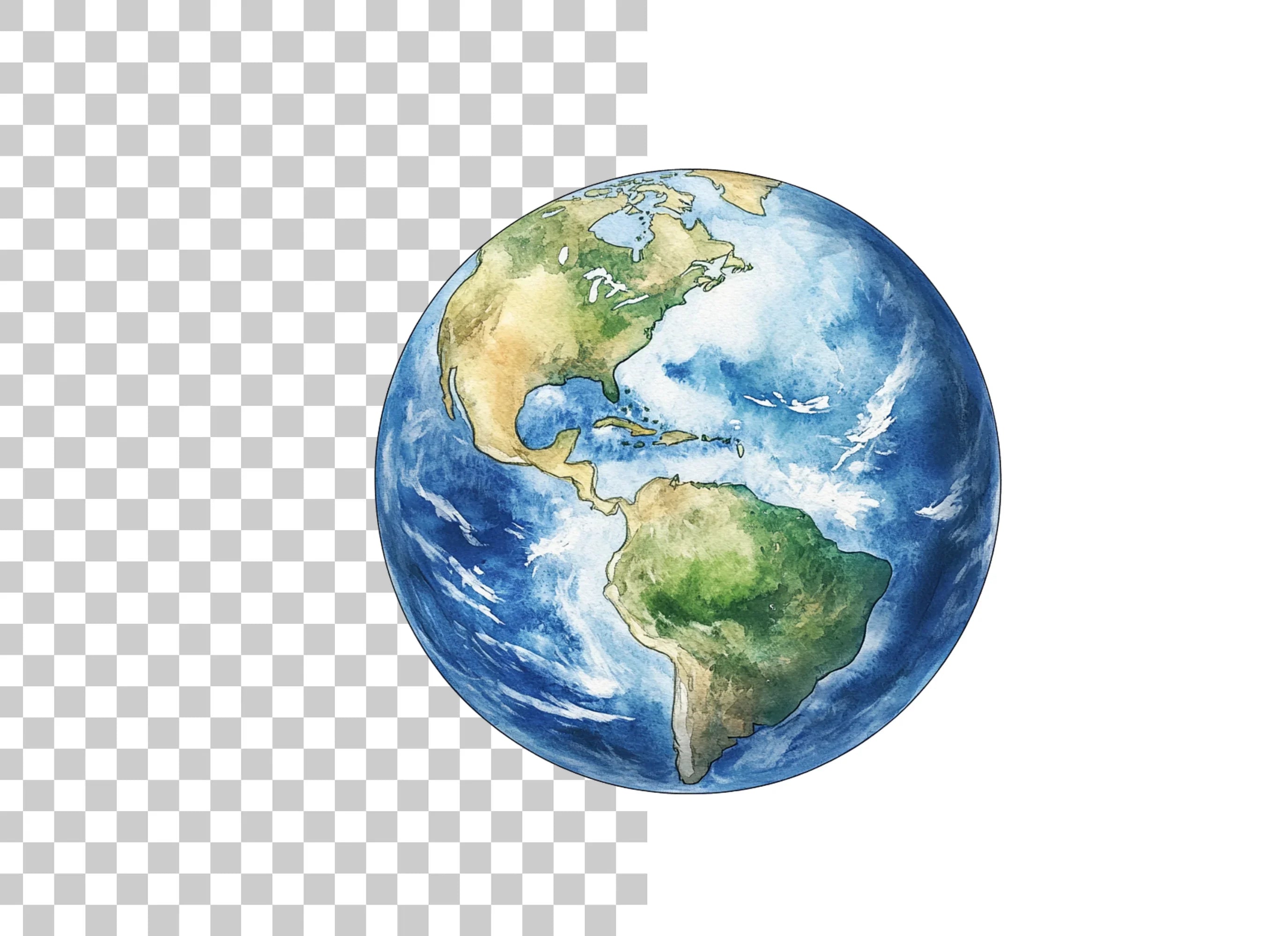 Hand Painted Earth Globes Clipart Bundle