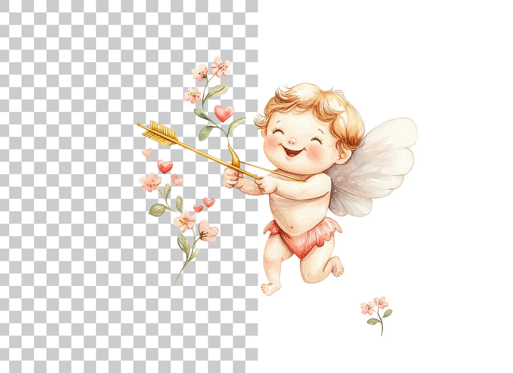 Happy Cupid Floral Elements Clipart Bundle