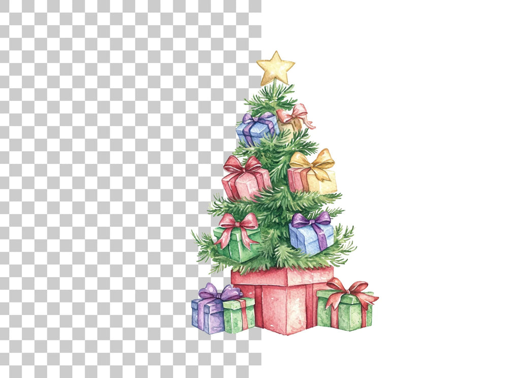 Christmas Trees with Presents Clipart Bundle