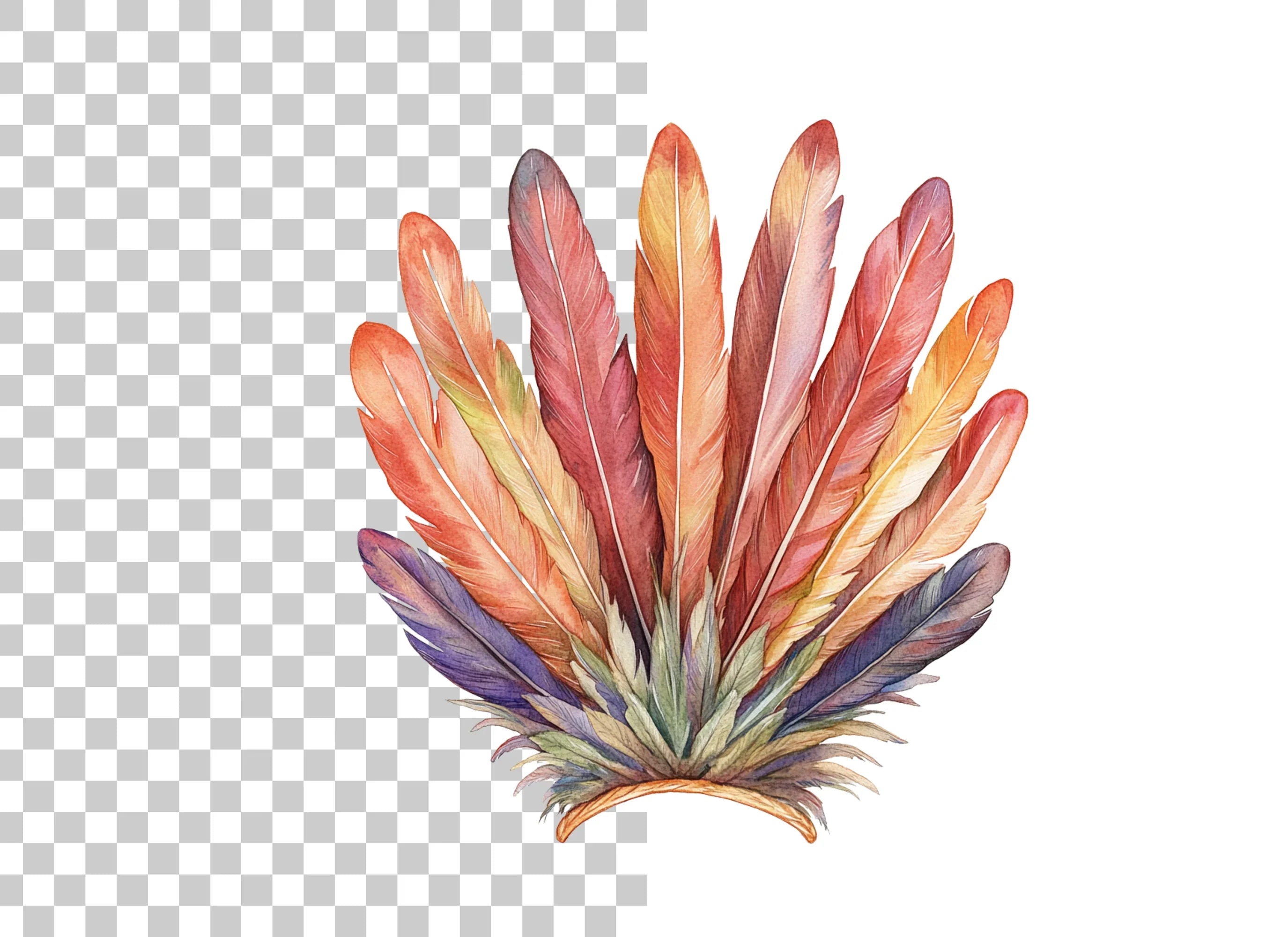Vibrant Feather Headdresses Clipart Bundle