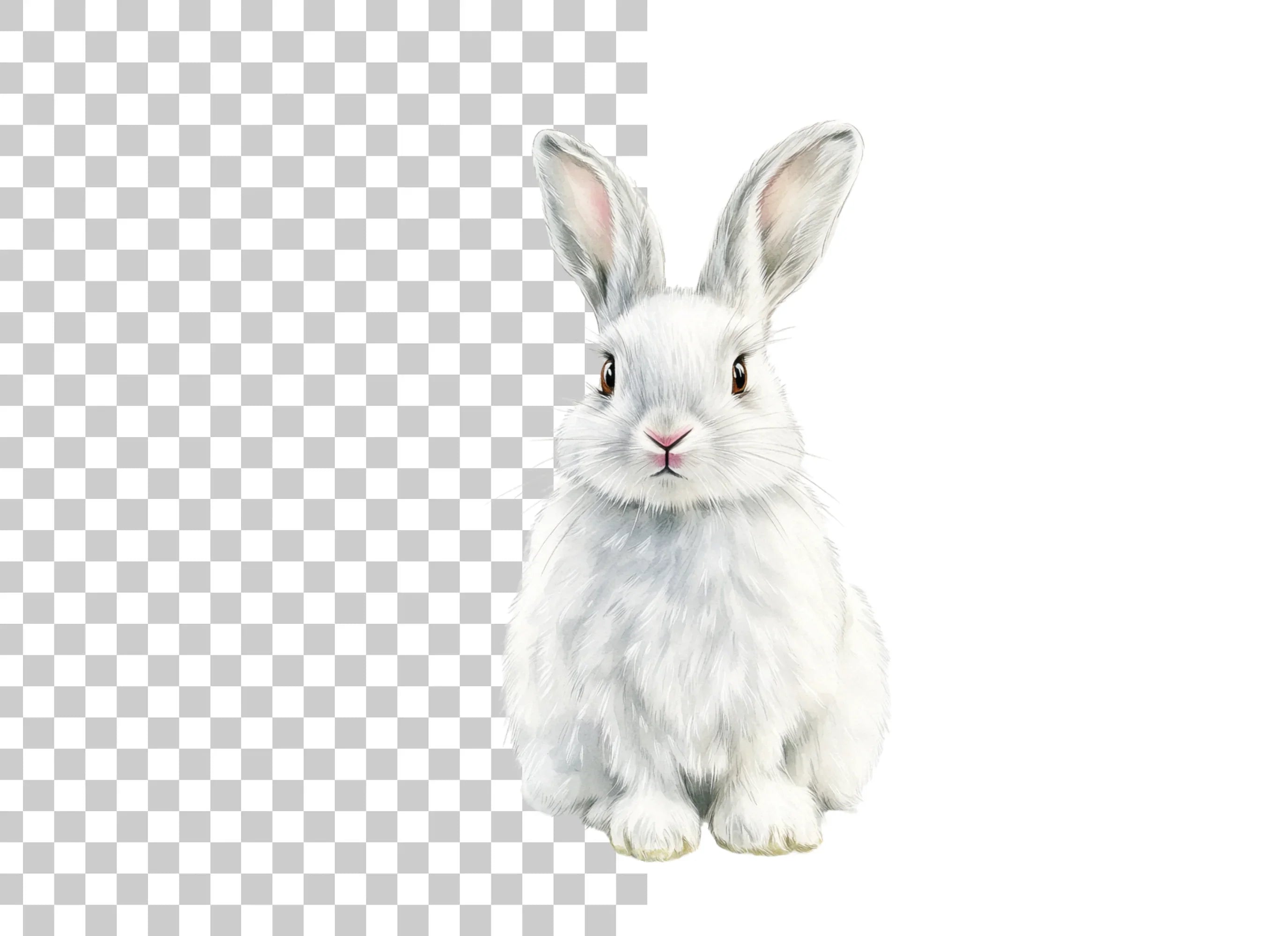 Cute White Rabbit Illustration Clipart Bundle