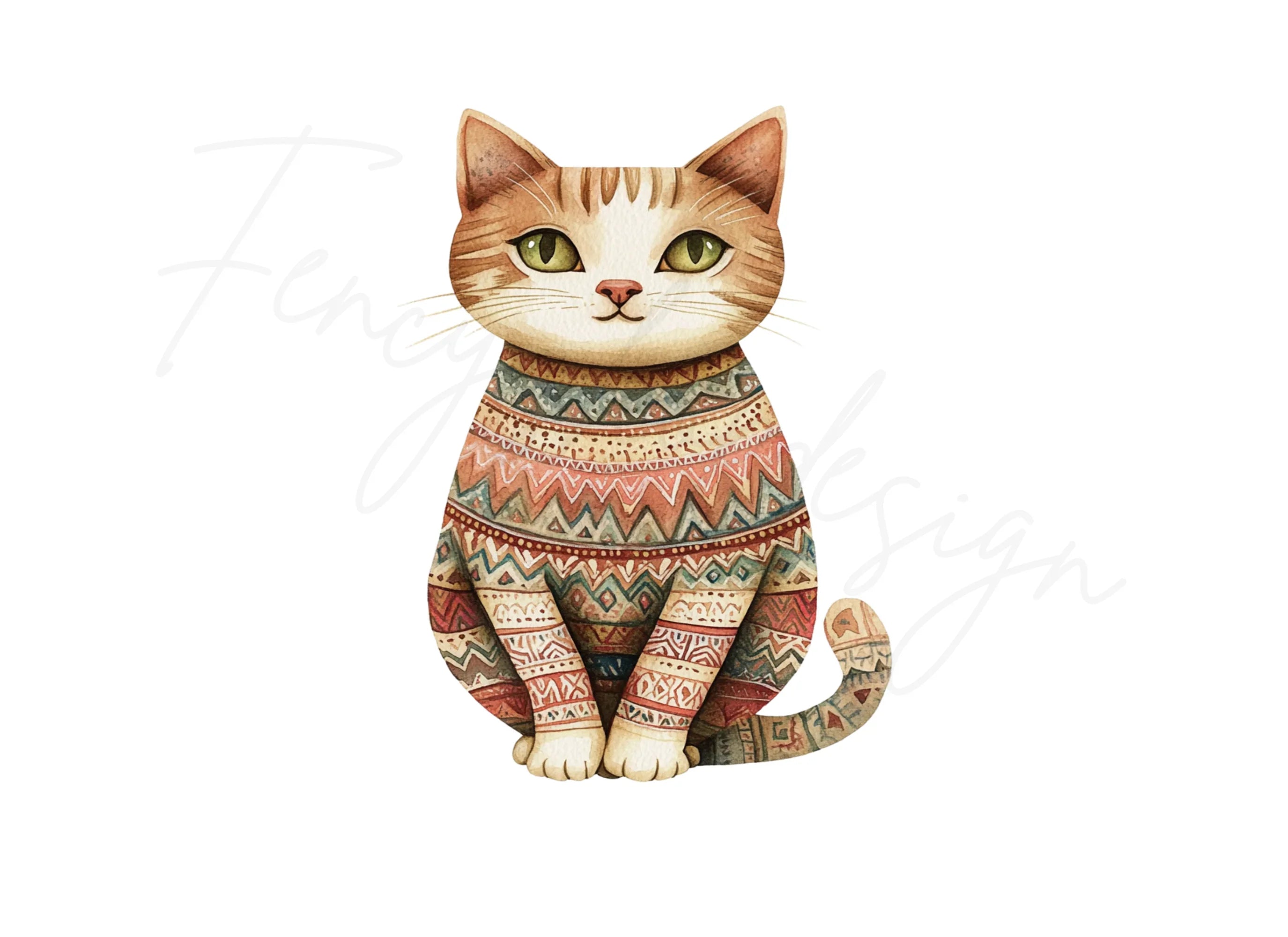 Cute Cats in Sweaters Clipart Bundle