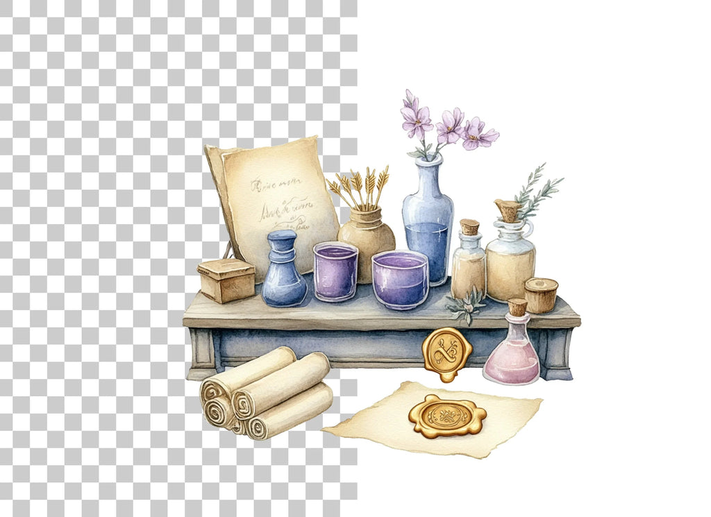 Vintage Apothecary Writing Clipart Bundle
