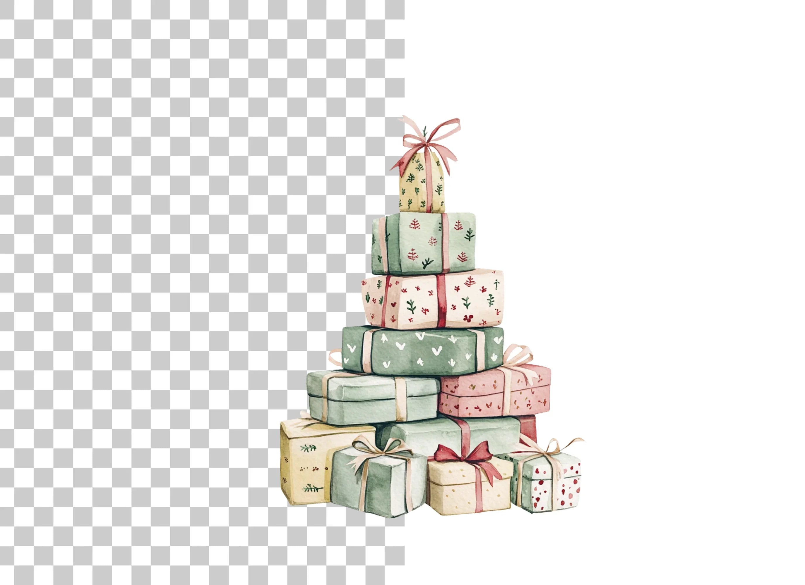Stacked Christmas Presents Clipart Bundle