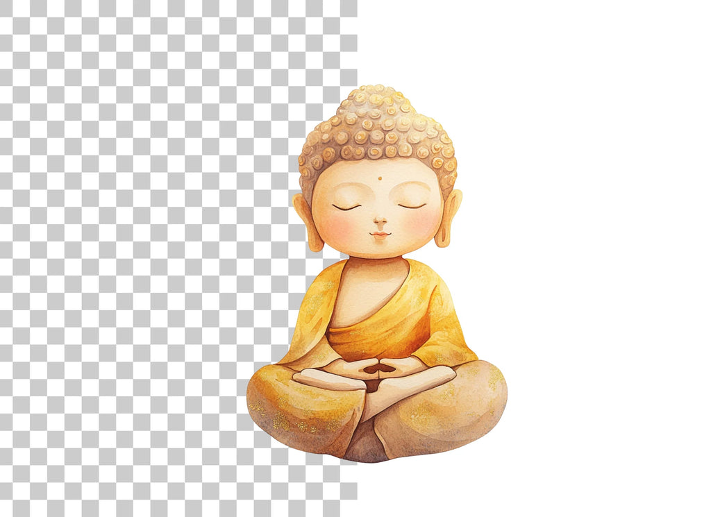 Cute Cartoon Buddha Meditating Clipart Bundle