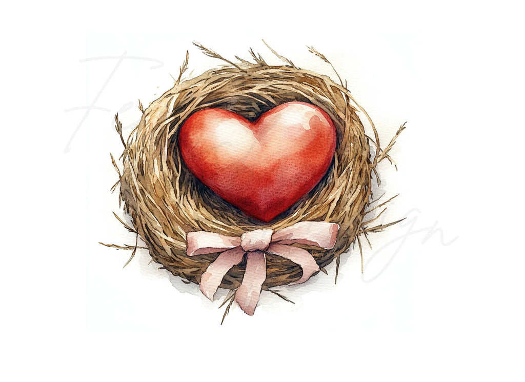 Heart in Nest Clipart Bundle