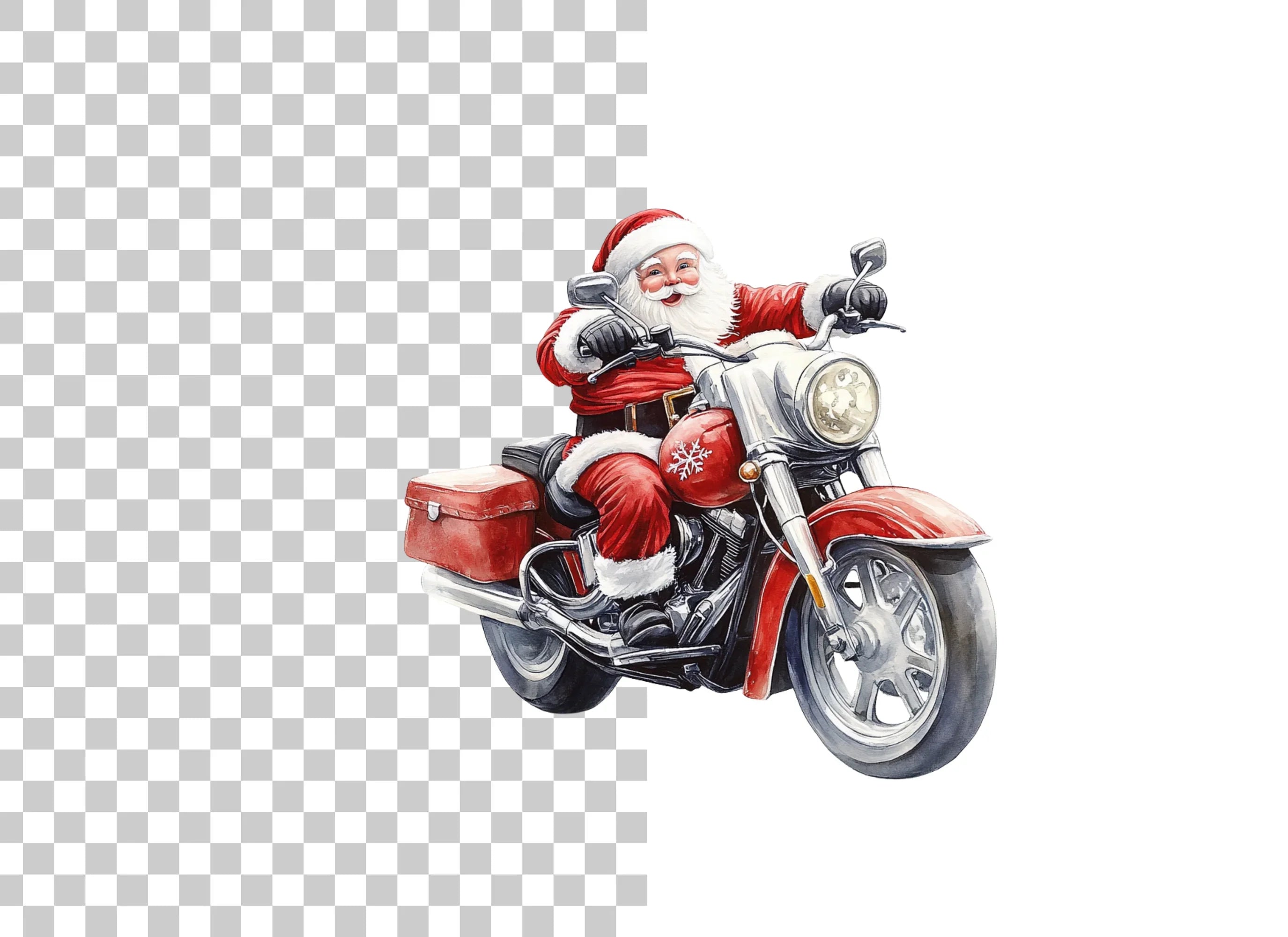 Santa Claus Riding Motorcycles Clipart Bundle