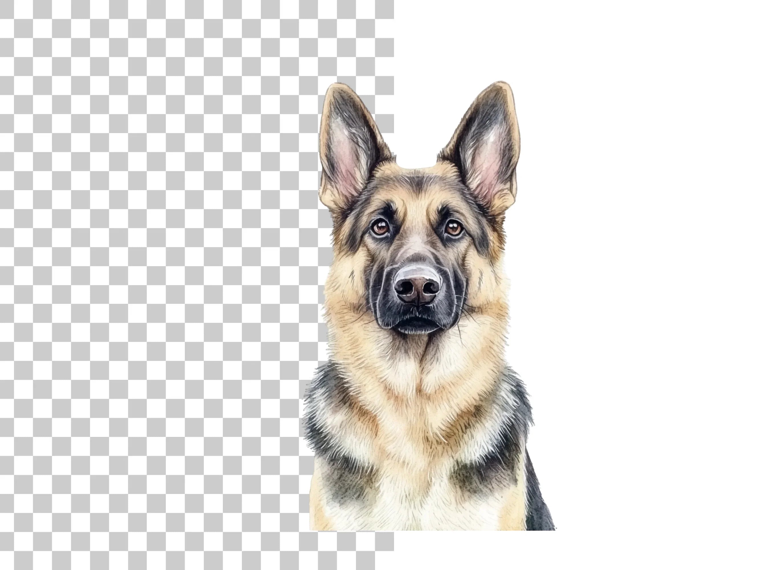 German Shepherd Dog Portraits Clipart Bundle