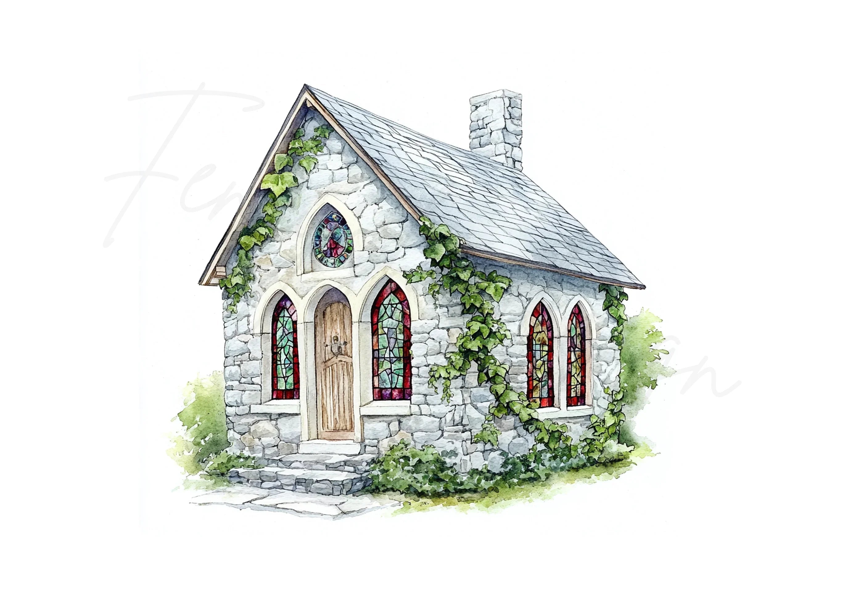 Stone Chapel Clipart Bundle