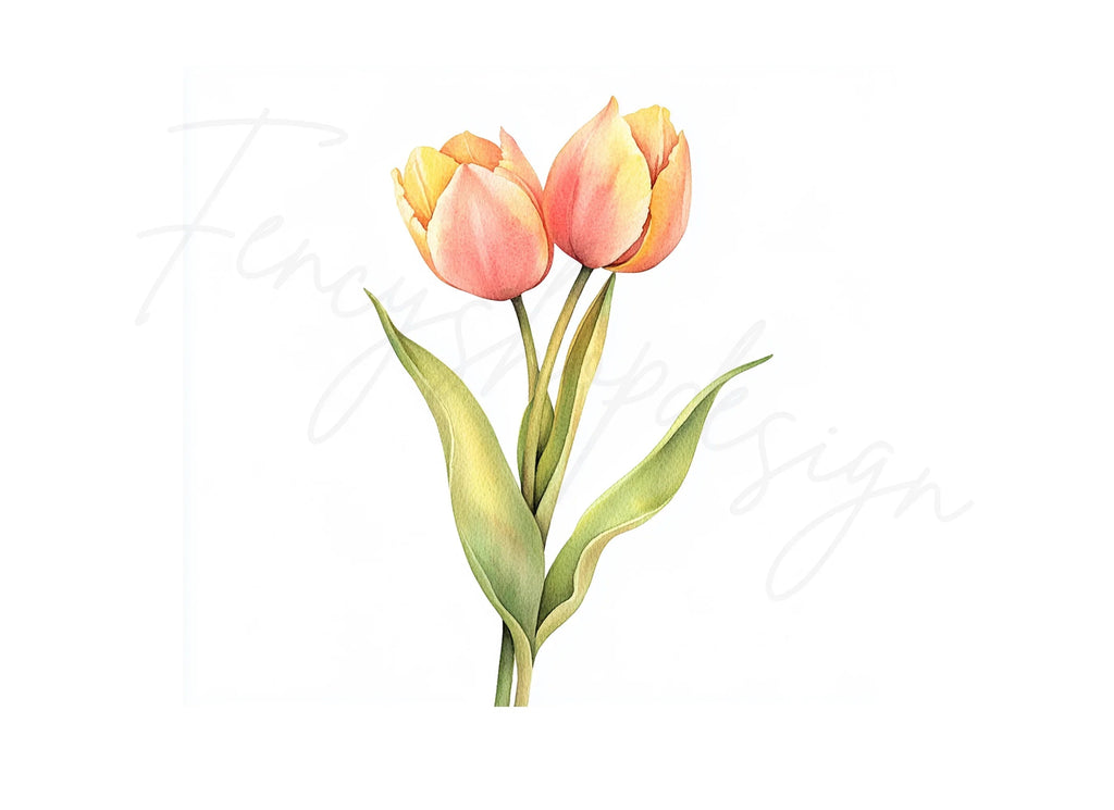 Pink Tulip Flower Clipart Bundle