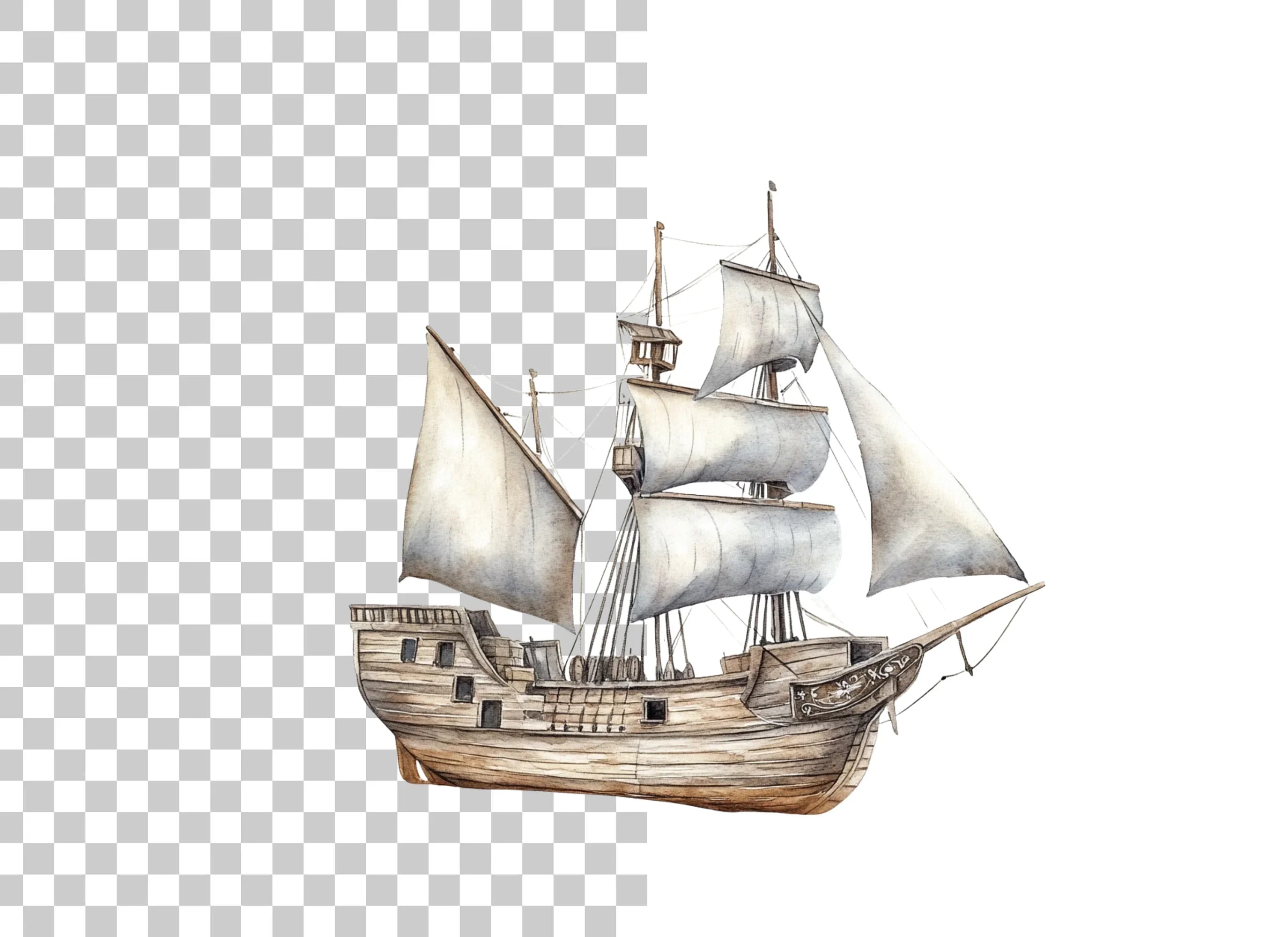 Vintage Sailing Ship Clipart Bundle