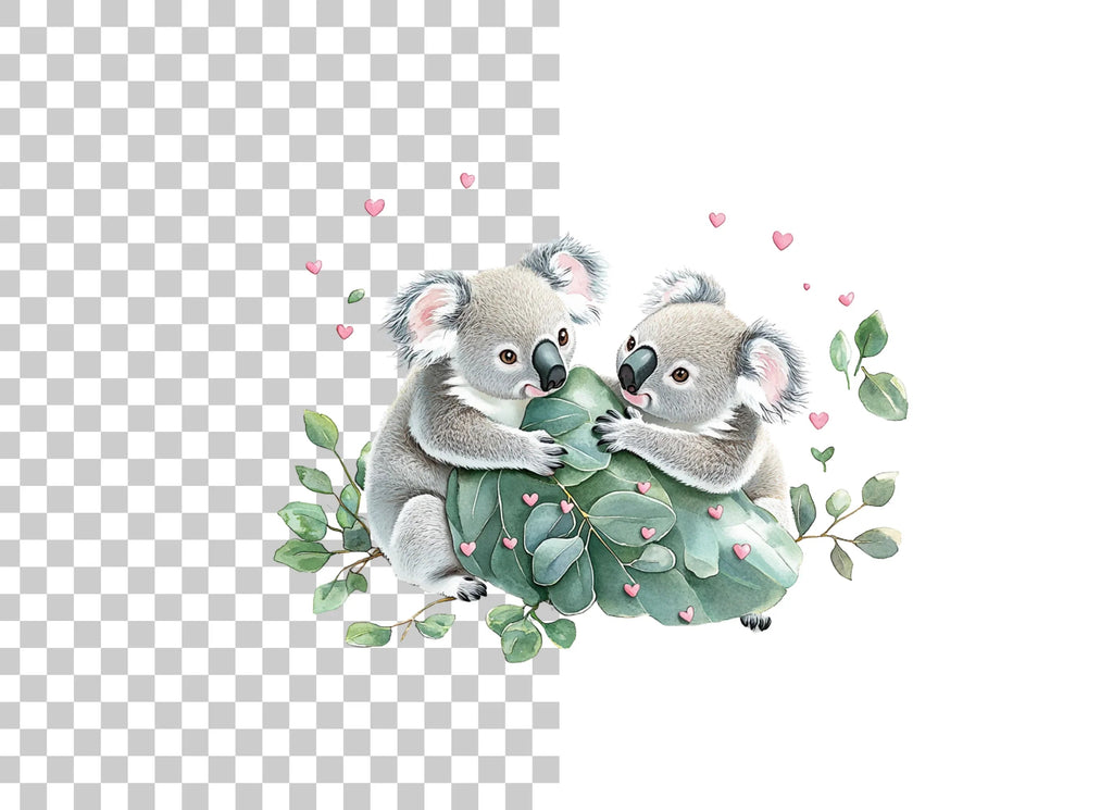 Cute Koala Couple Love Clipart Bundle