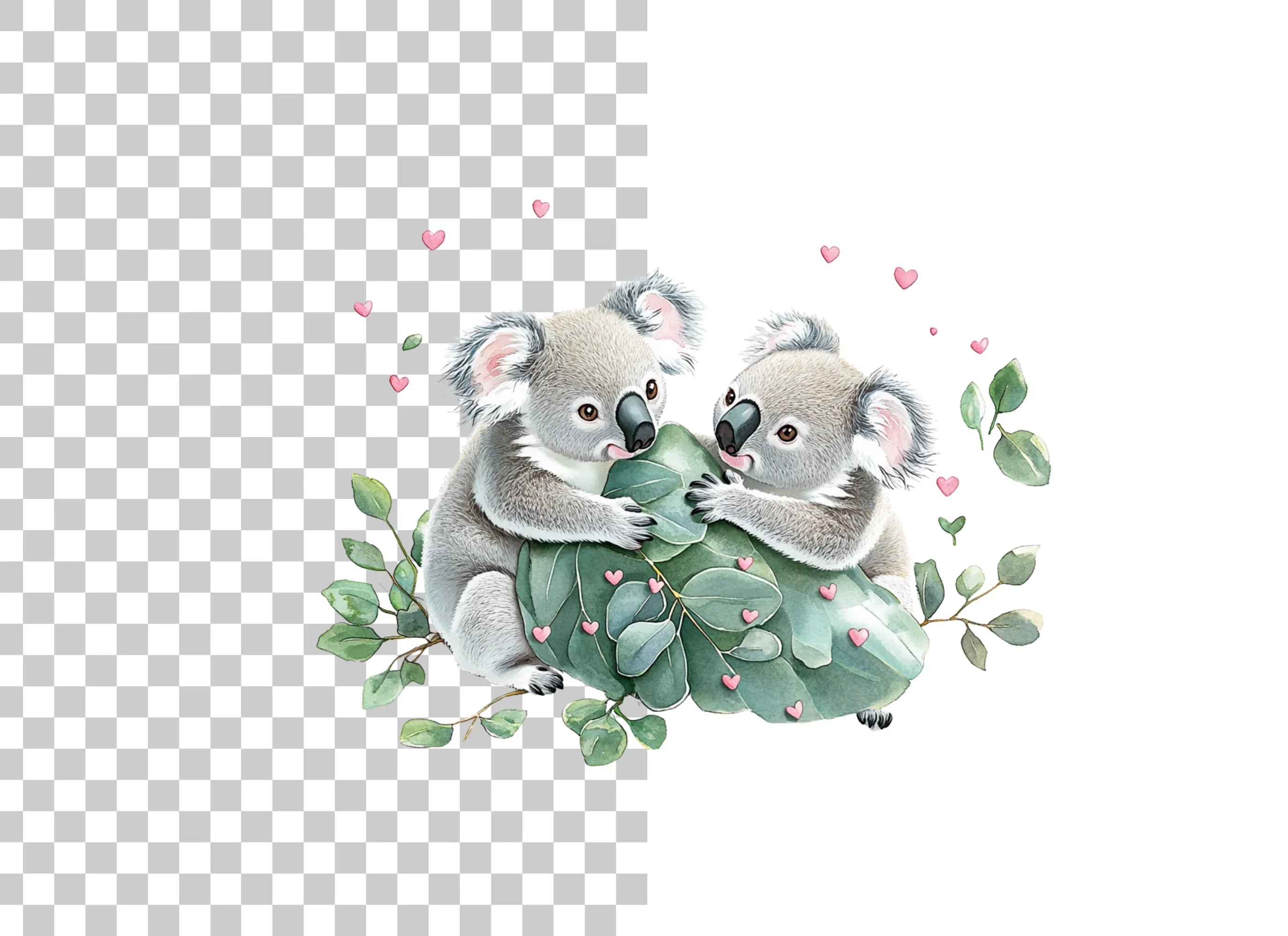 Cute Koala Couple Love Clipart Bundle