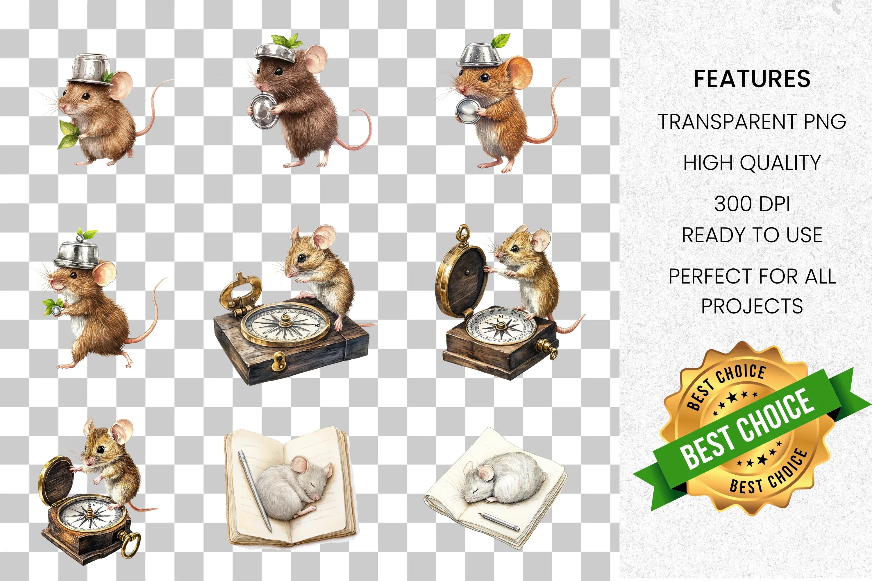 Charming Mouse Adventures Clipart Bundle