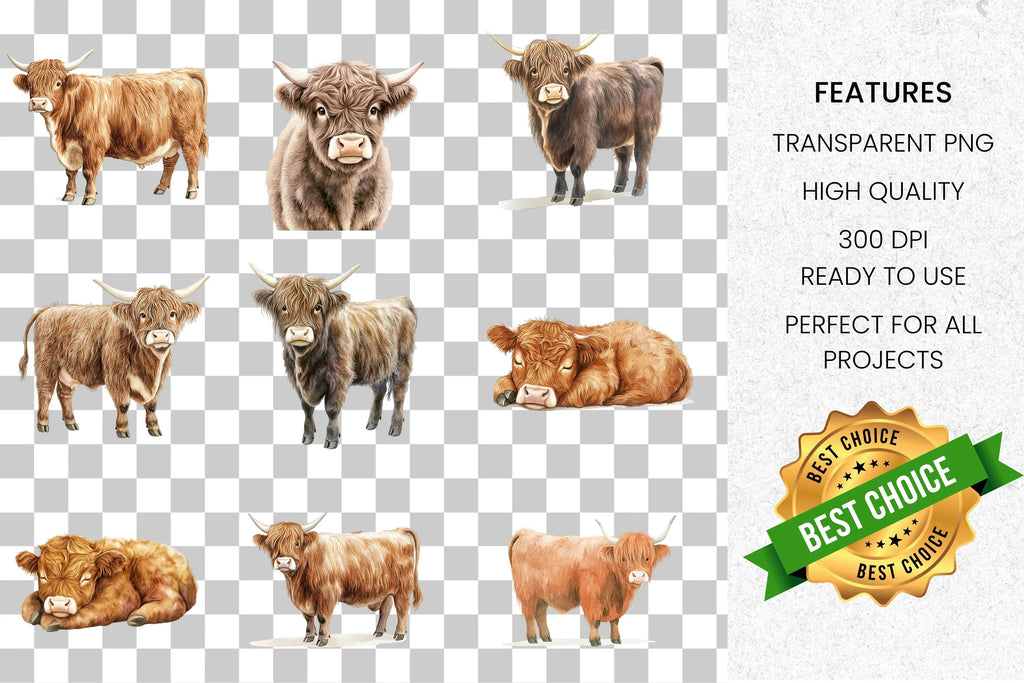 Highland Cow Clipart Bundle