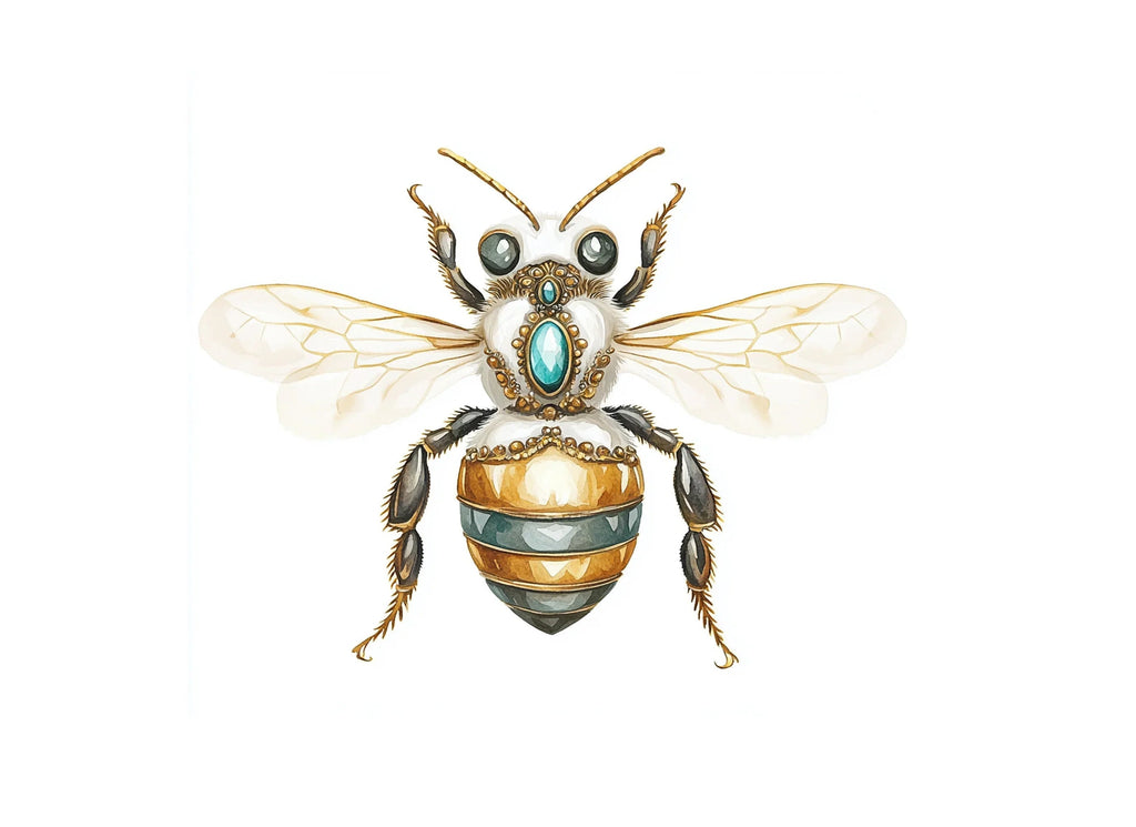 Elegant Gemstone Bee Clipart Bundle