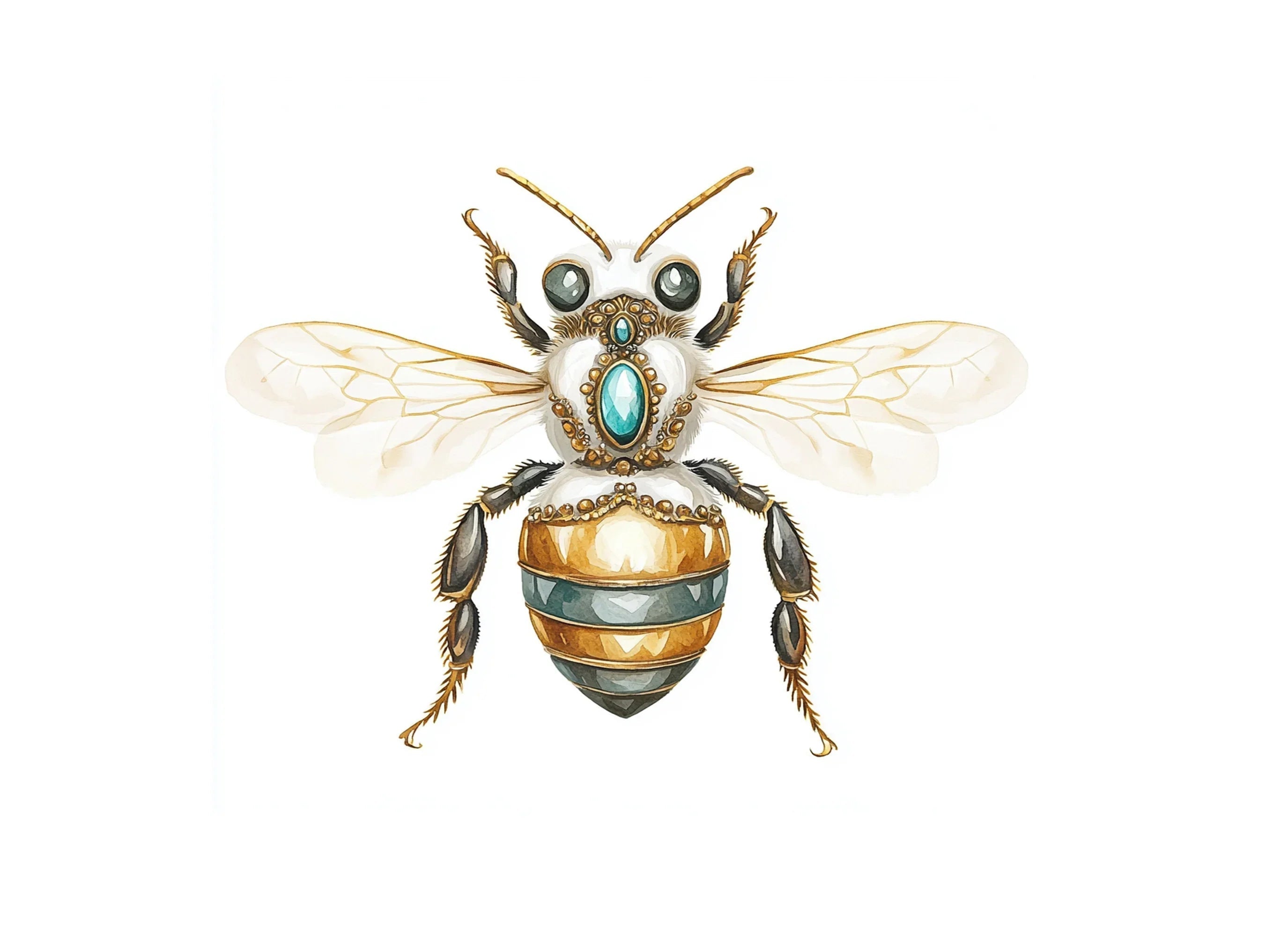 Elegant Gemstone Bee Clipart Bundle