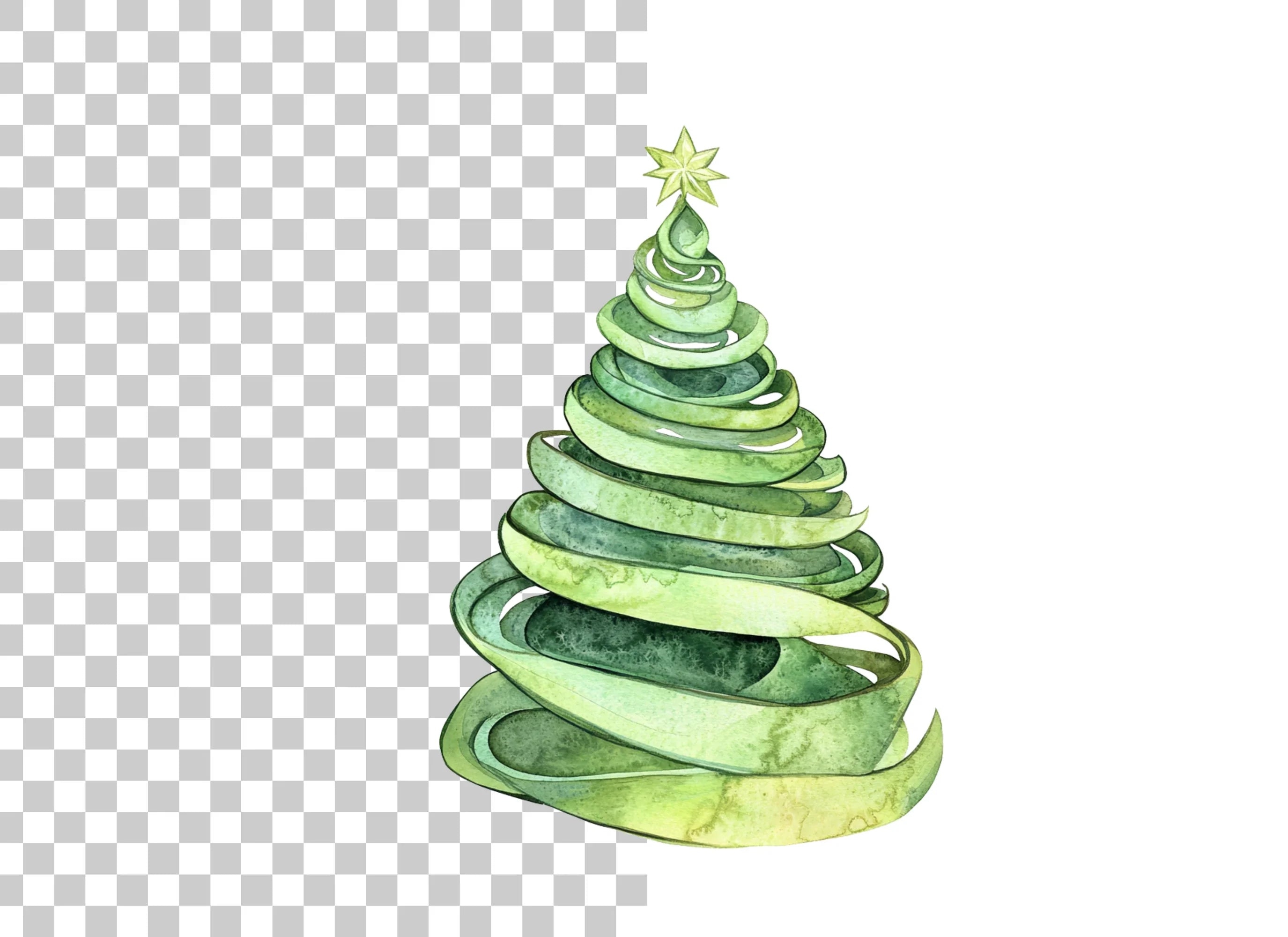 Ribbon Christmas Tree Clipart Bundle