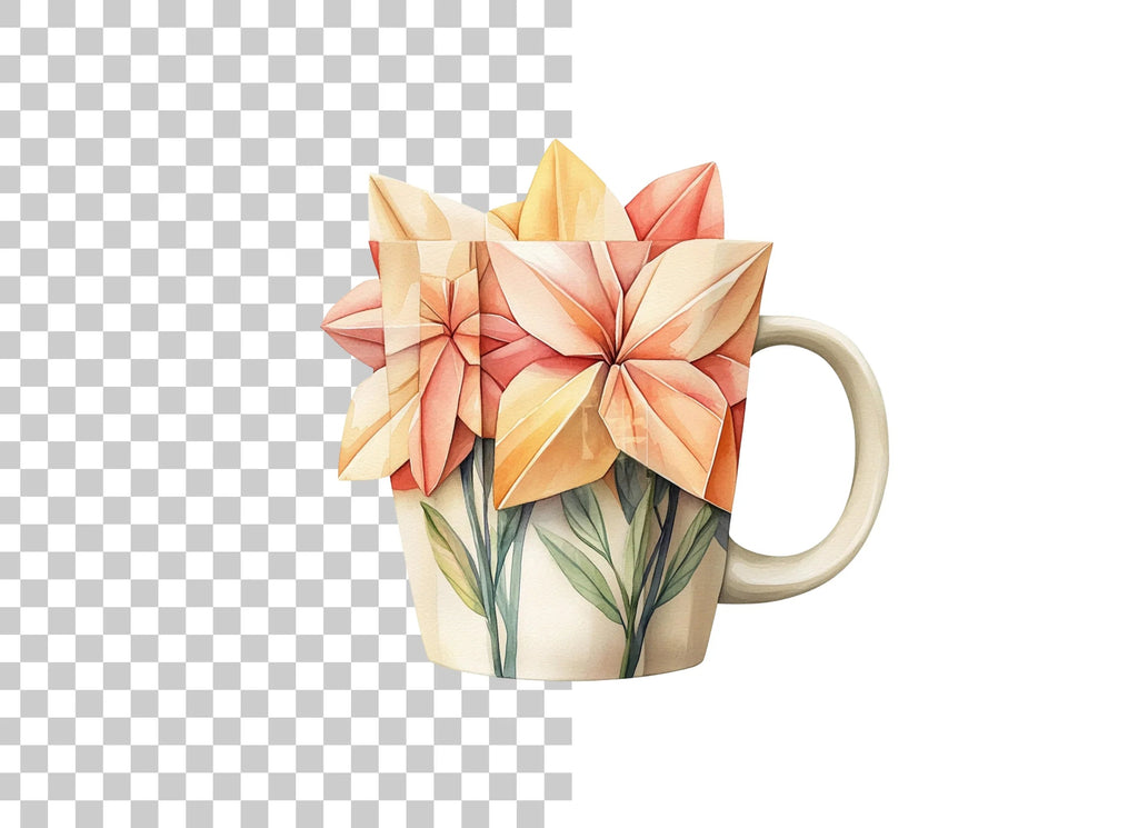 Origami Flowers Clipart Bundle