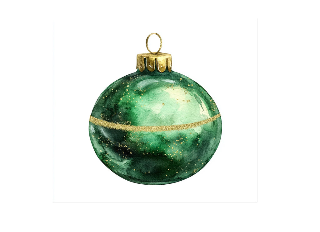 Green Christmas Ornaments Clipart Bundle