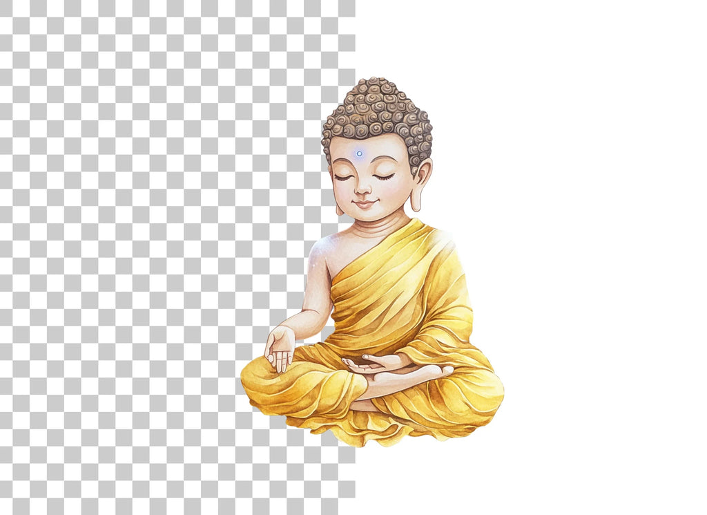 Little Buddha Meditating Clipart Bundle