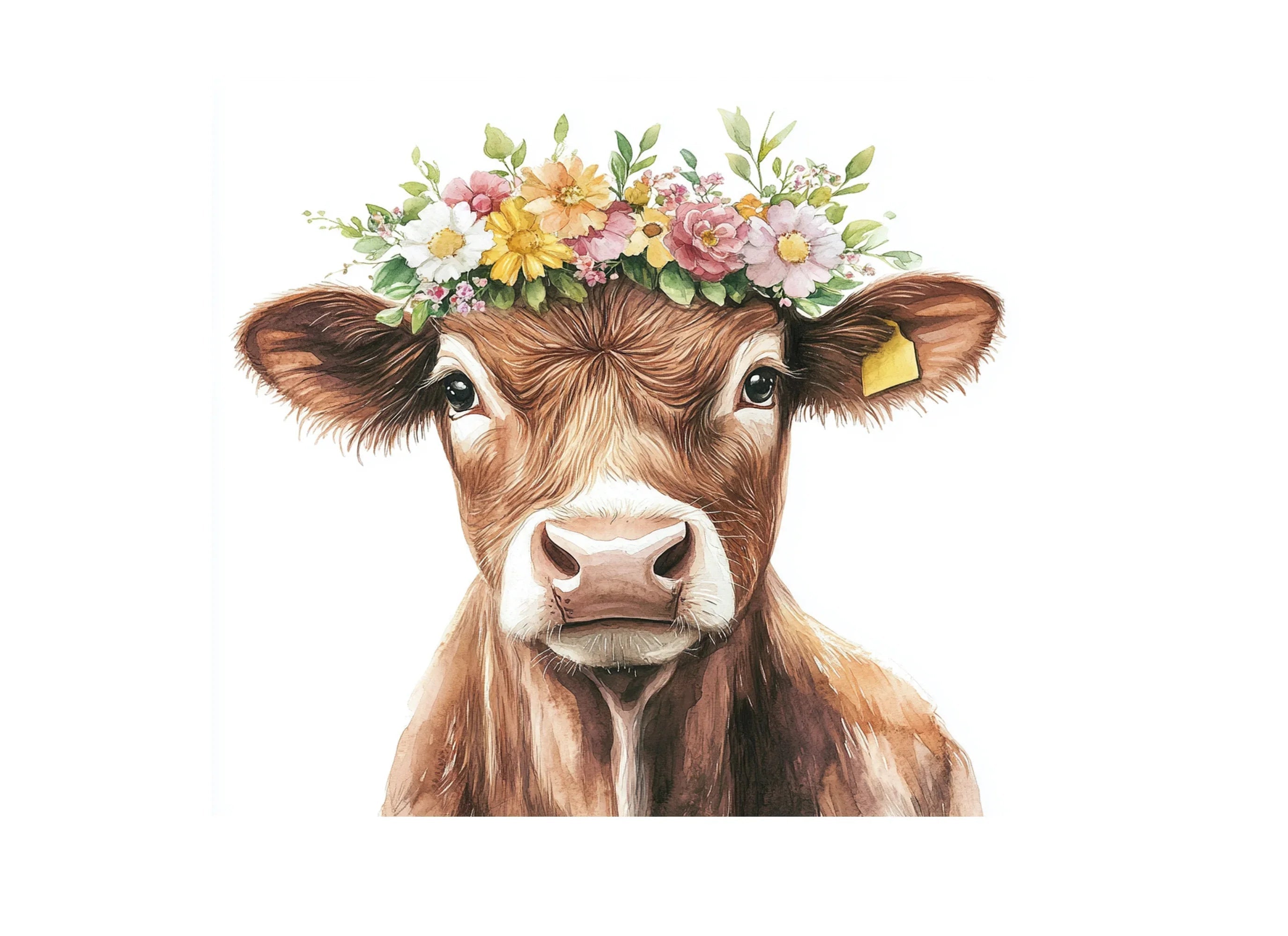 Floral Crown Cow Clipart Bundle