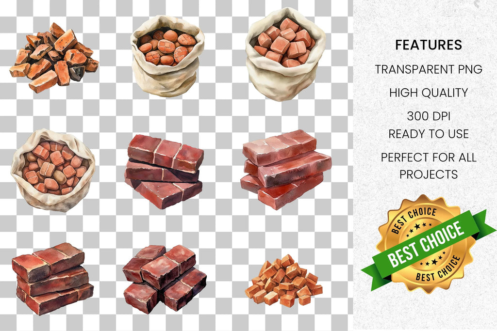 Rustic Nuts Bricks Clipart Bundle