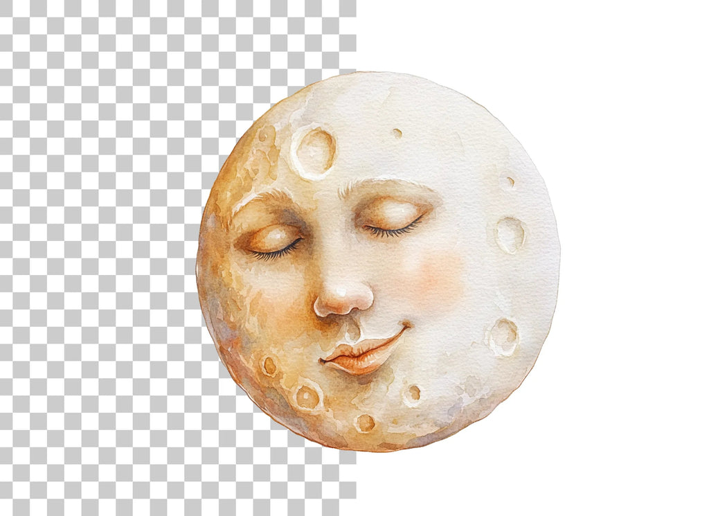 Sleeping Moon Face Clipart Bundle