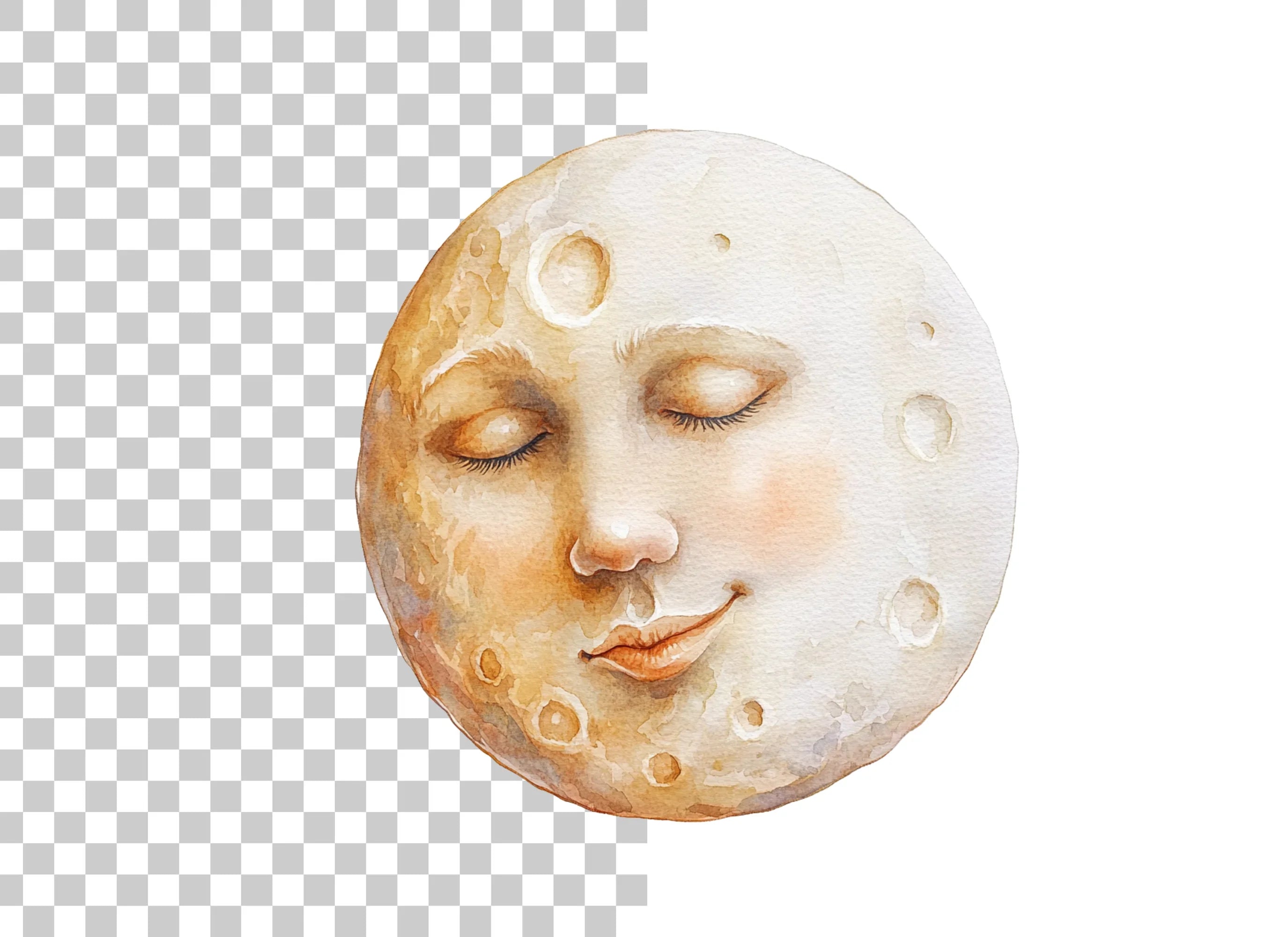 Sleeping Moon Face Clipart Bundle