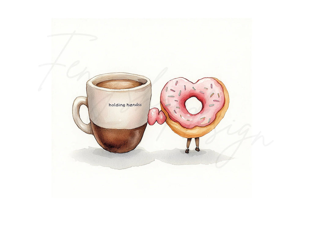 Coffee and Donut Love Clipart Bundle