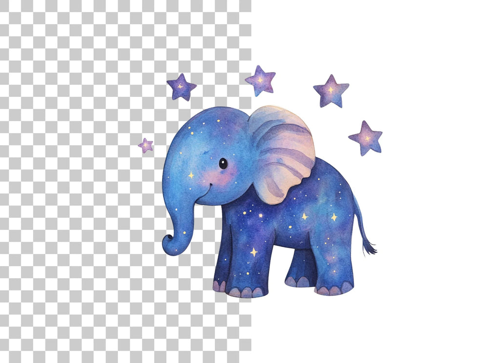 Galaxy Elephant with Stars Clipart Bundle