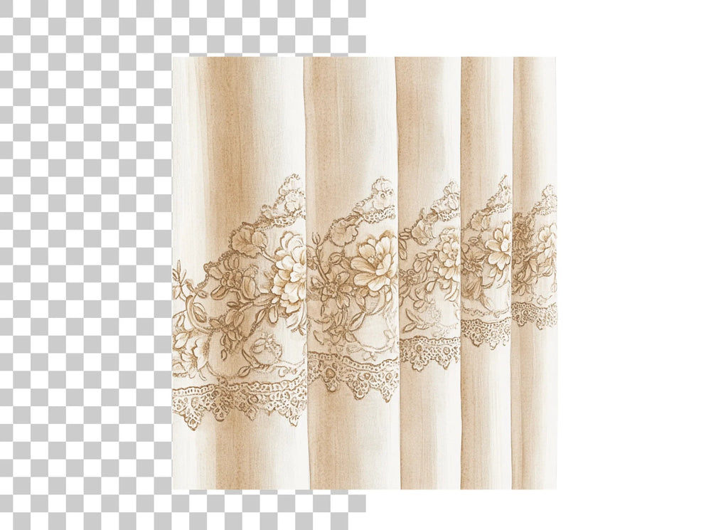 Floral Embroidered Curtain Clipart Bundle