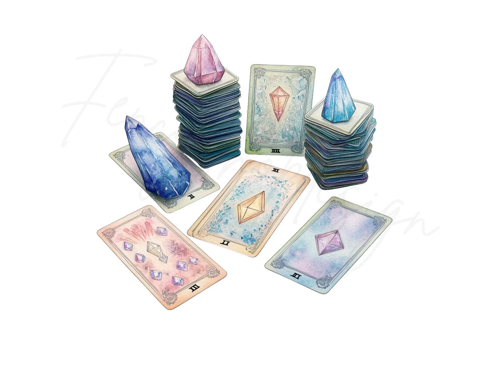 Enchanted Gemstone Tarot Card Graphics Clipart Bundle