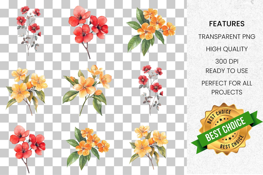 Vibrant Floral Clipart Bundle