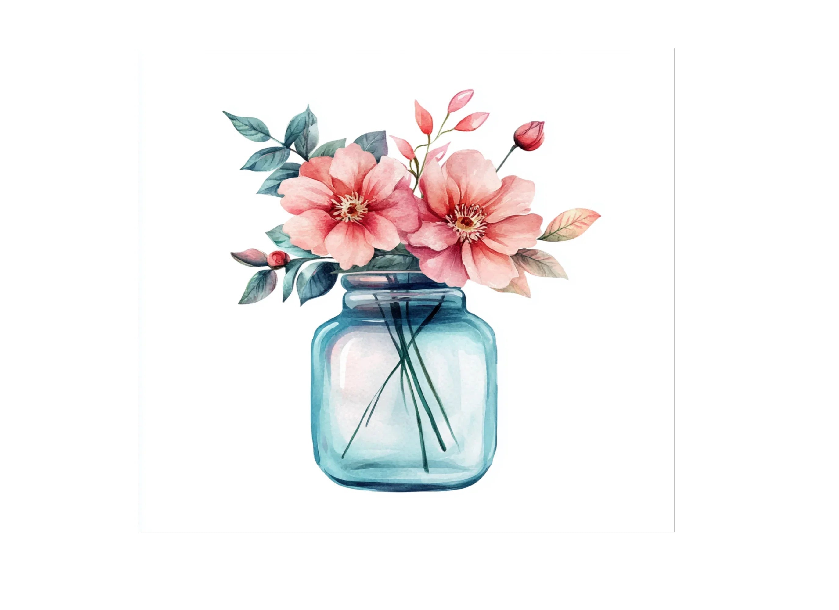 Floral Mason Jar Clipart Bundle