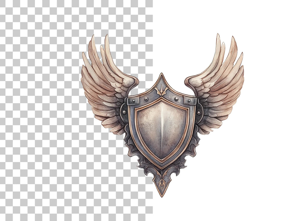 Two Winged Shields Clipart Bundle