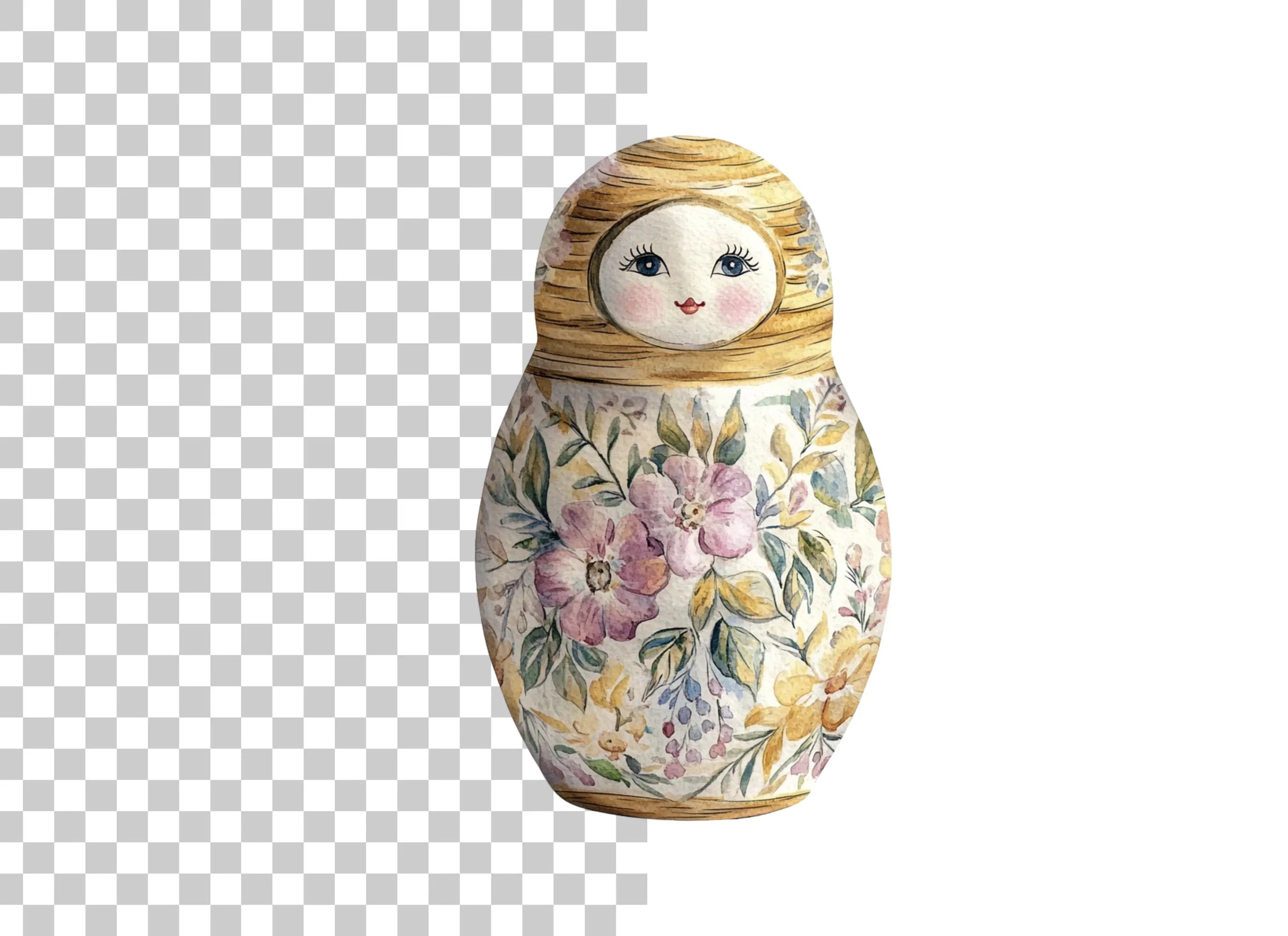 Floral Matryoshka Dolls Clipart Bundle