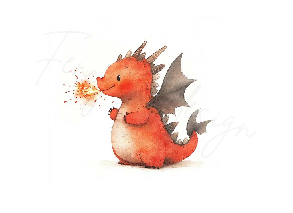 Cute Red Dragon Clipart Bundle