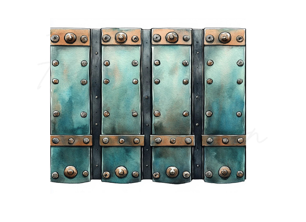Steampunk Metal Panels Boxes Clipart Bundle