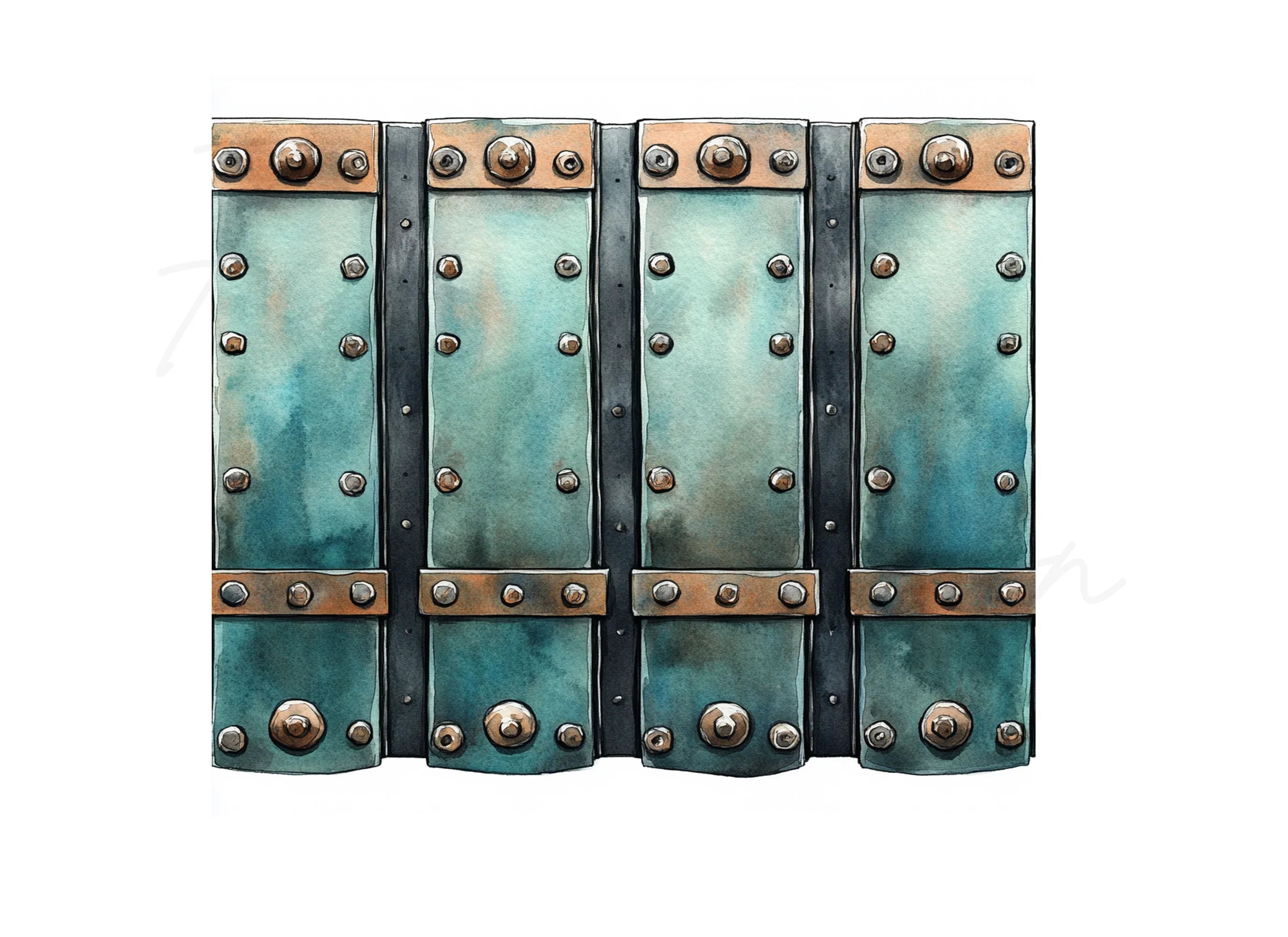 Steampunk Metal Panels Boxes Clipart Bundle