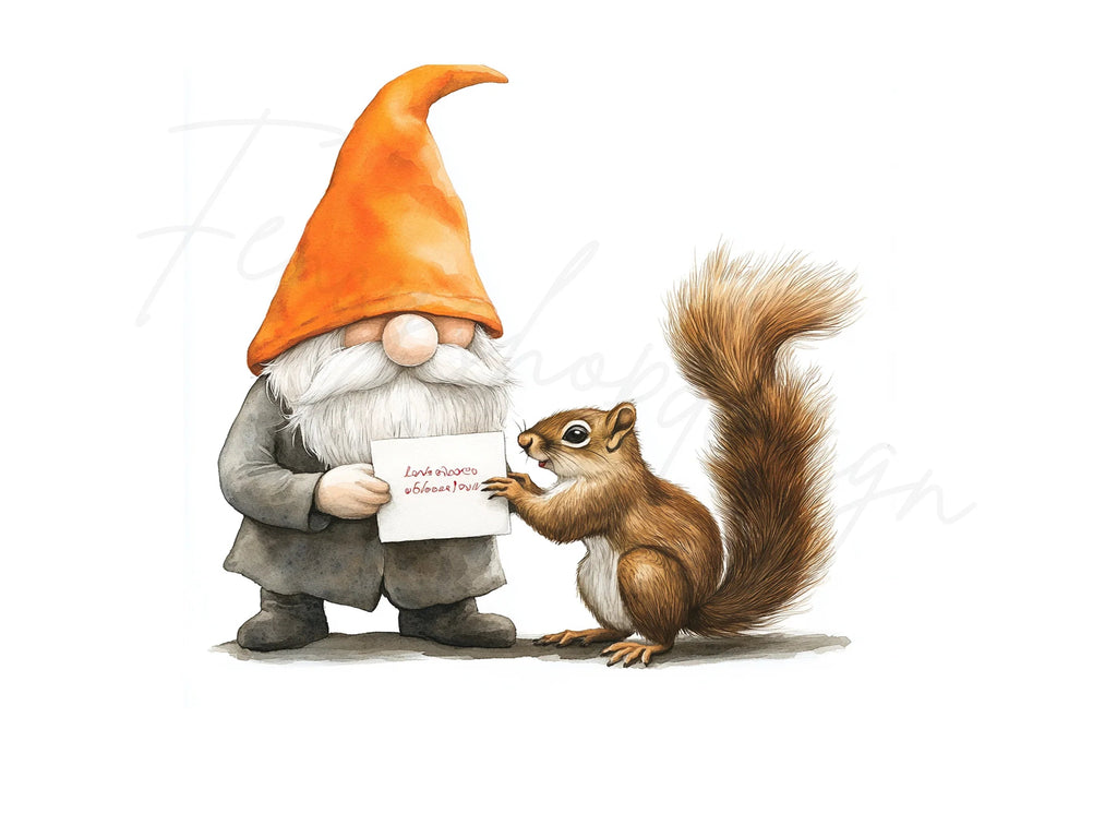 Gnomes and Squirrels with Letters Clipart Bundle