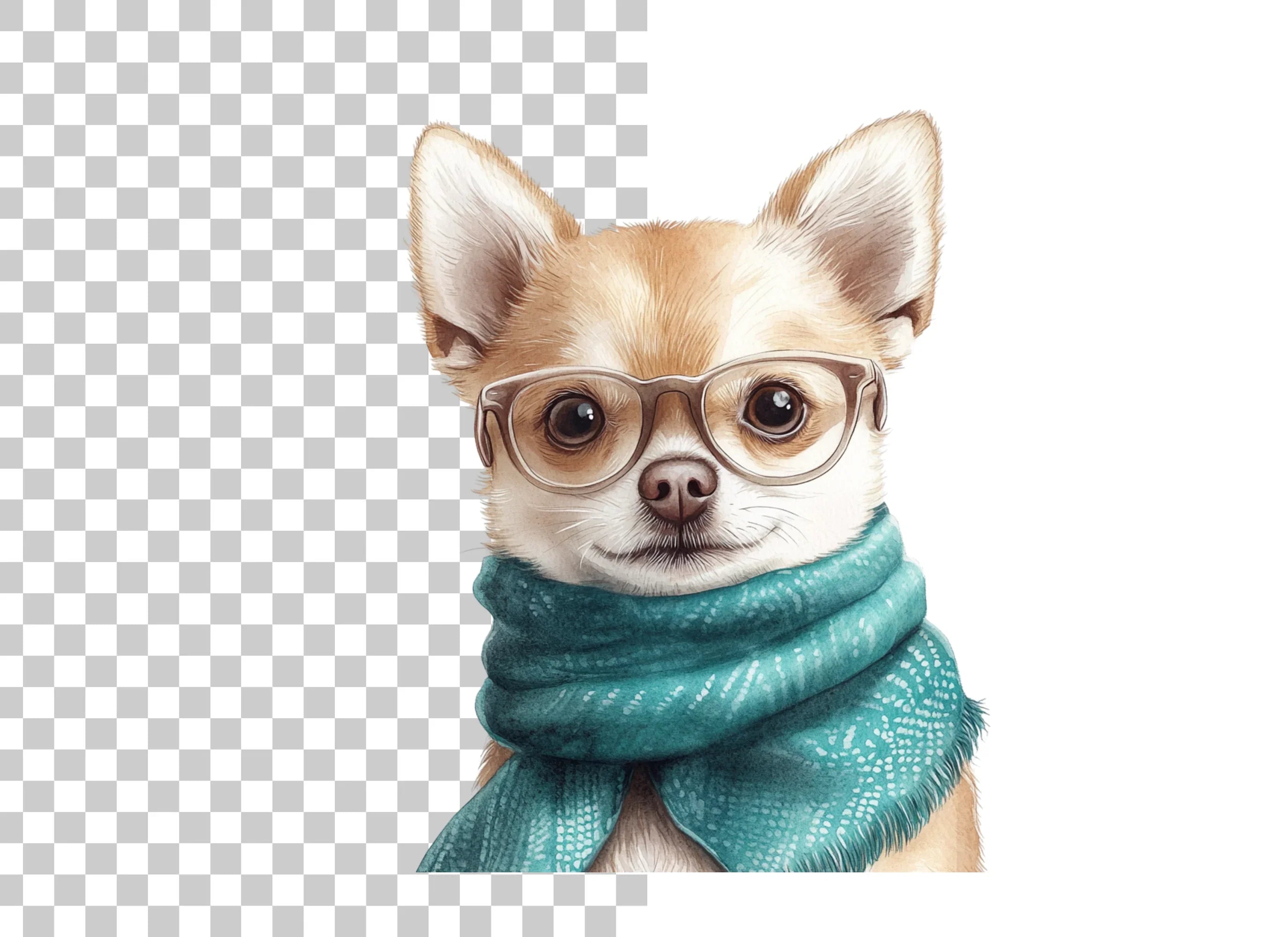 Cute Chihuahua with Glasses Clipart Bundle