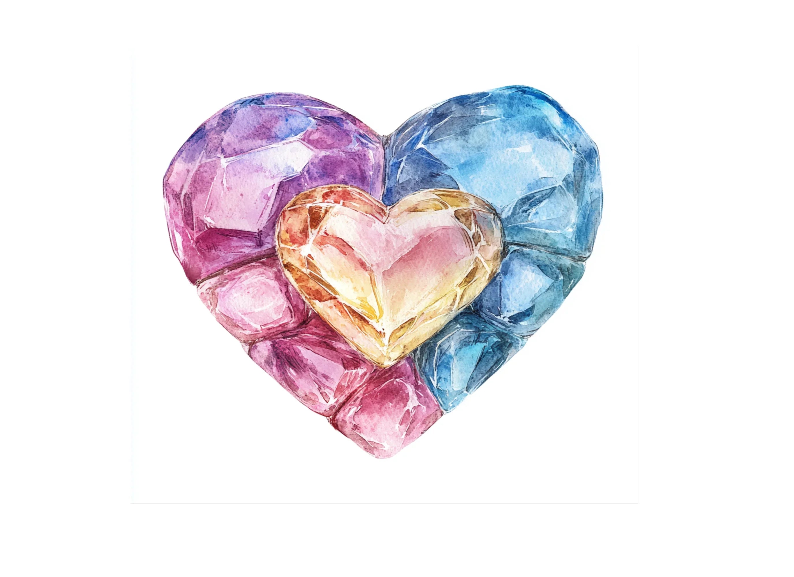 Gemstone Hearts Clipart Bundle