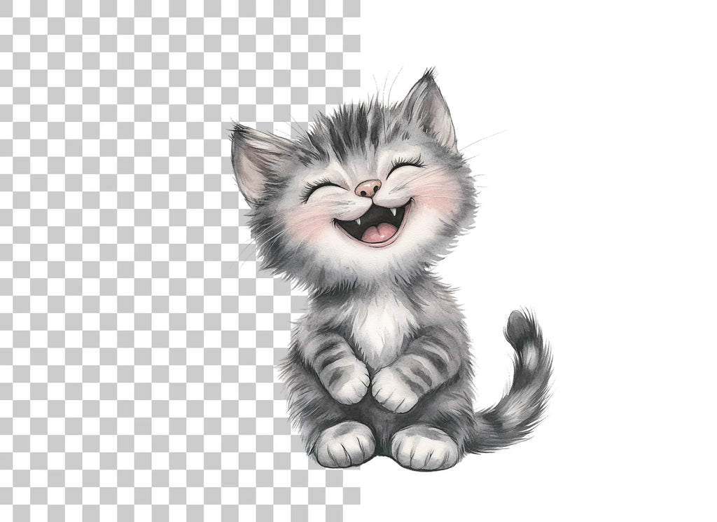 Adorable Grey Kitten Clipart Bundle