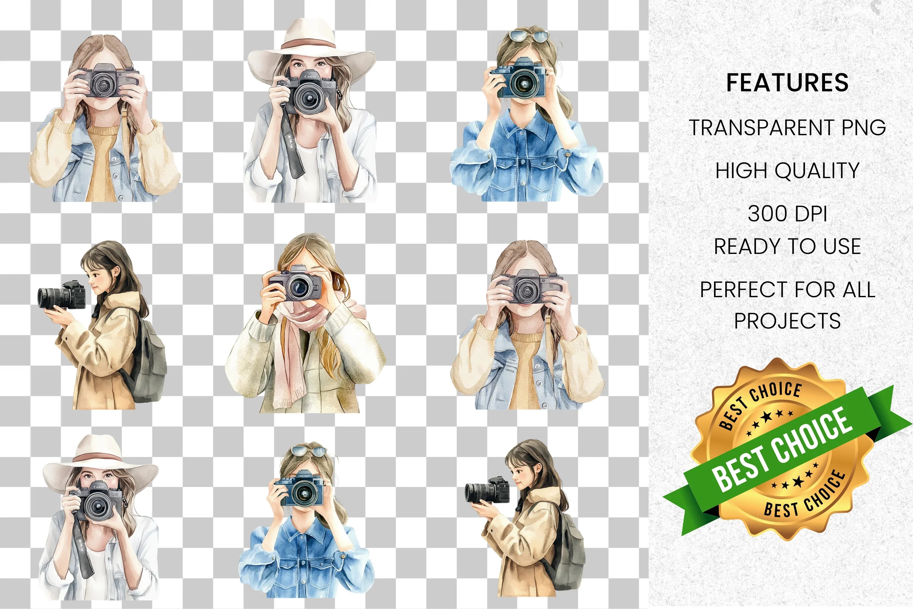 Photographer Girls Clipart Bundle