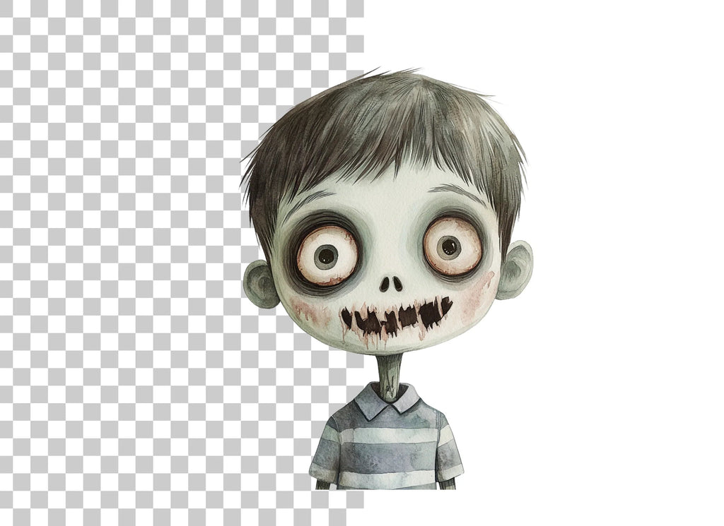 Spooky Zombie Boy Clipart Bundle
