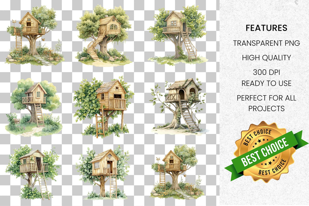 Charming Treehouse Clipart Bundle
