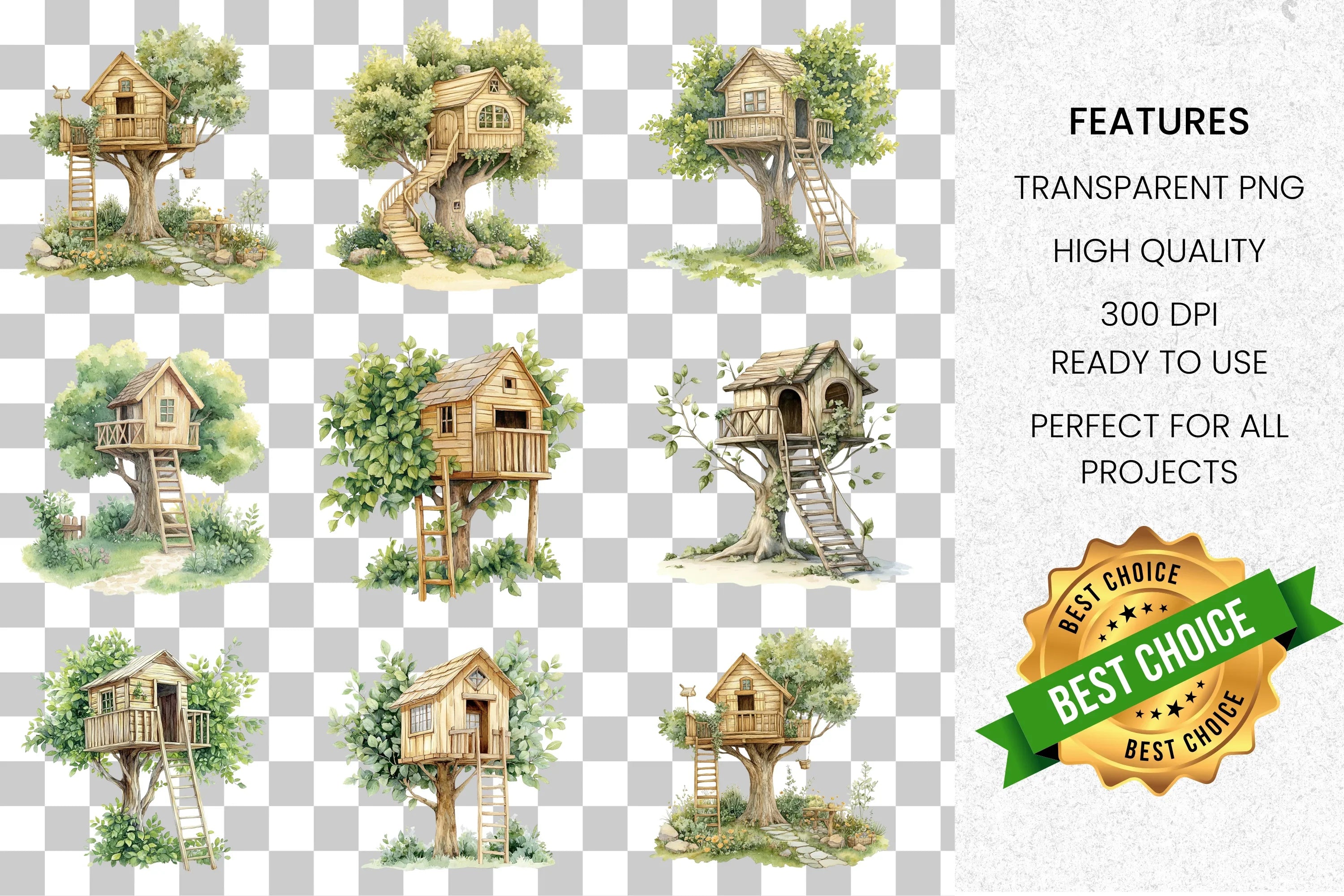 Charming Treehouse Clipart Bundle