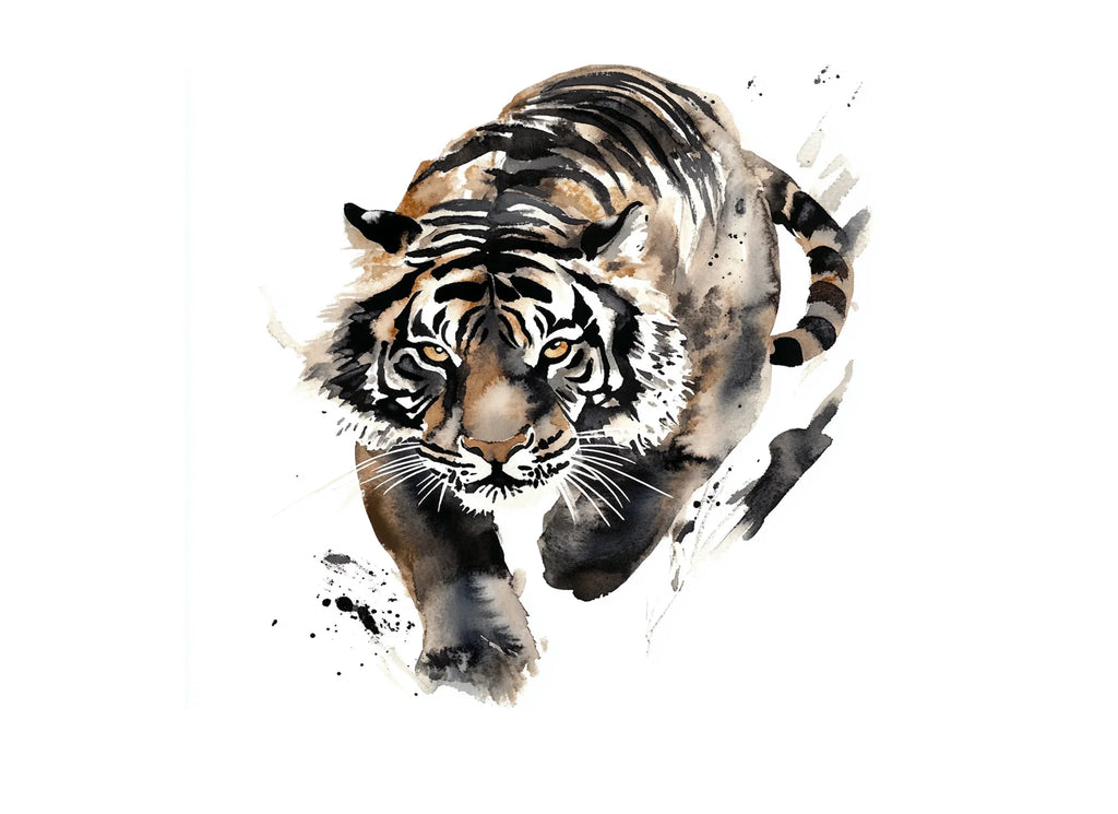 Ink Wash Tiger Clipart Bundle